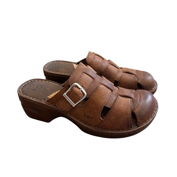 Vintage Y2K Boho Brown Woven Leather Mule Clogs - Picture 1 of 7